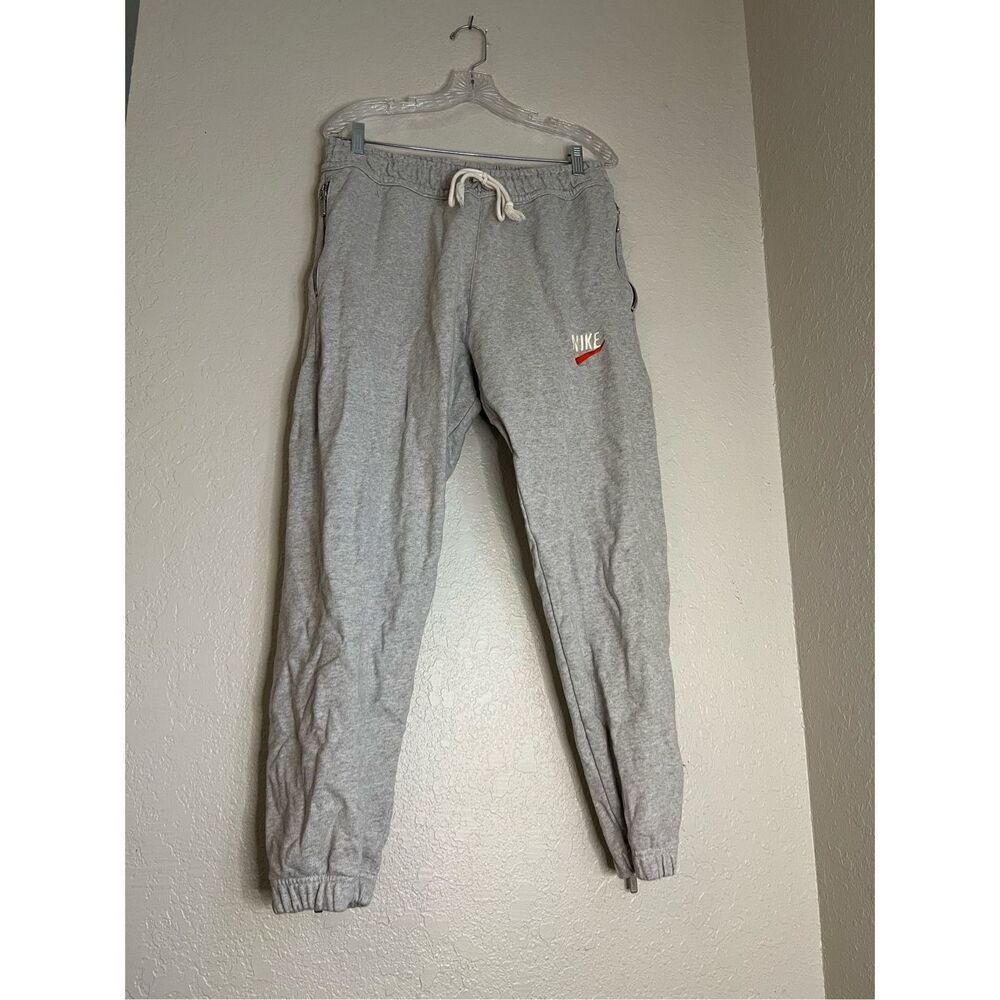 Nike Trend Fleece zip cuffed retro logo sweatpants in gray heather M